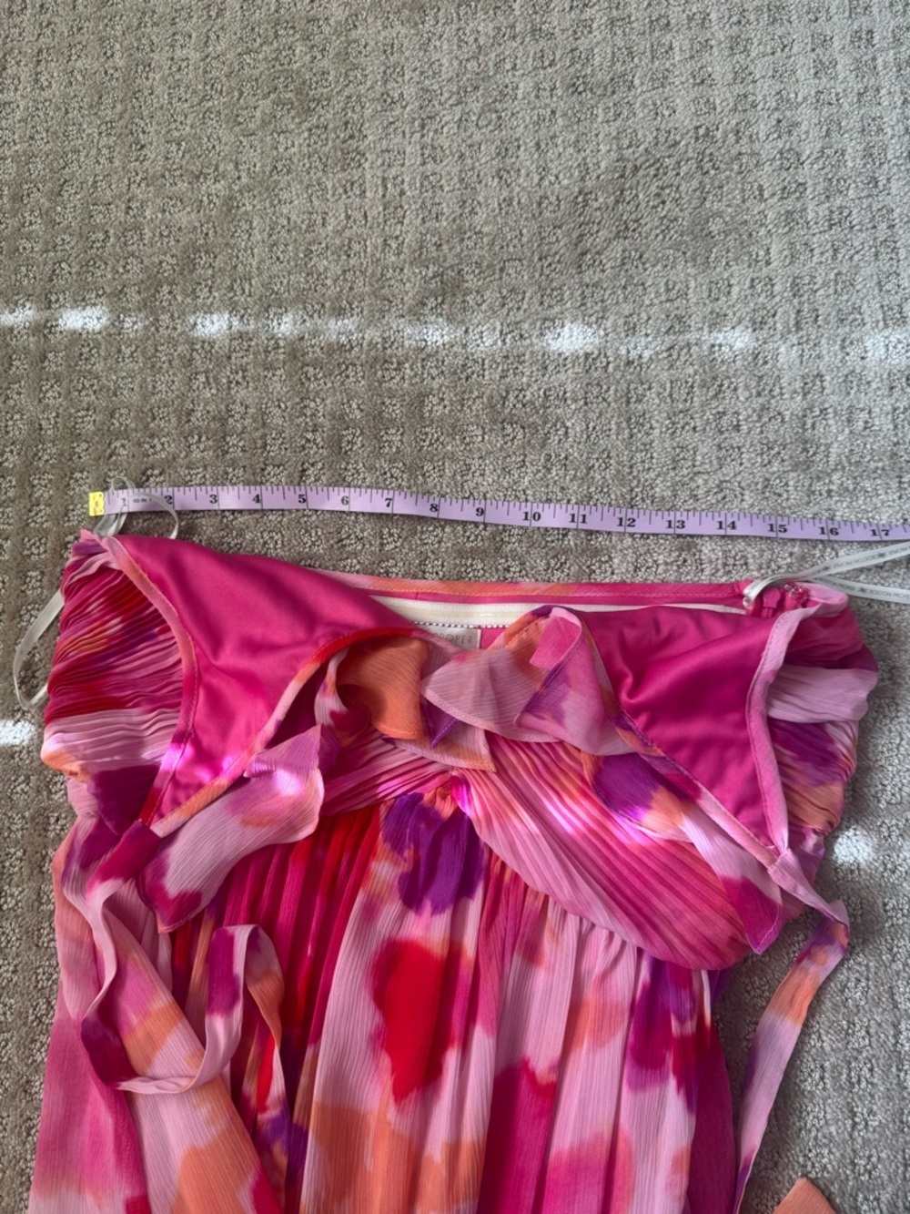 Boston Proper Pink Floral Maxi Dress Ruffle V-Neck Pleated Flowy Summer size 8 - Picture 12 of 13